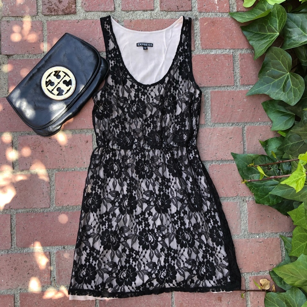 🐕 Express black nude lace dress